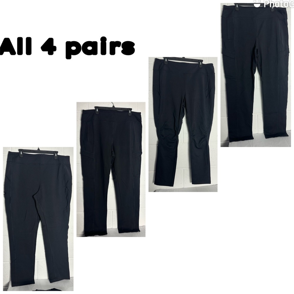 Duluth Trading Co Womens Black  Pant Bundle 4 Pairs 3 straight 1 legging XL x 31